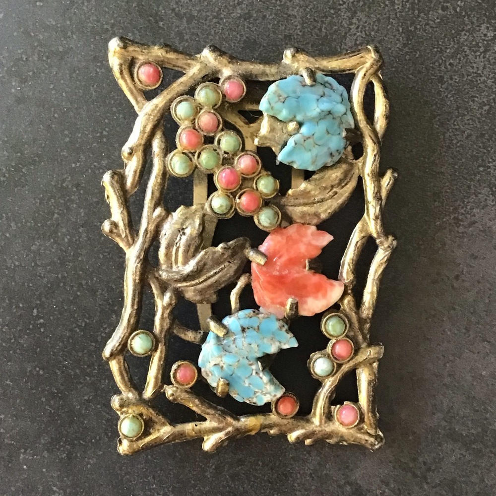 Vintage Floral Clasp with Colorful Stones